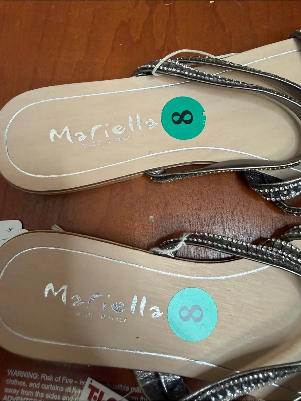 Mariella Made in Italy Women’s Rhinestone Embellished Strappy Sandals. Size: 8